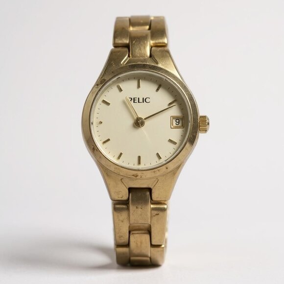 Relic Womens Gold Stainless Steel Watch With Date Feature - Picture 1 of 8